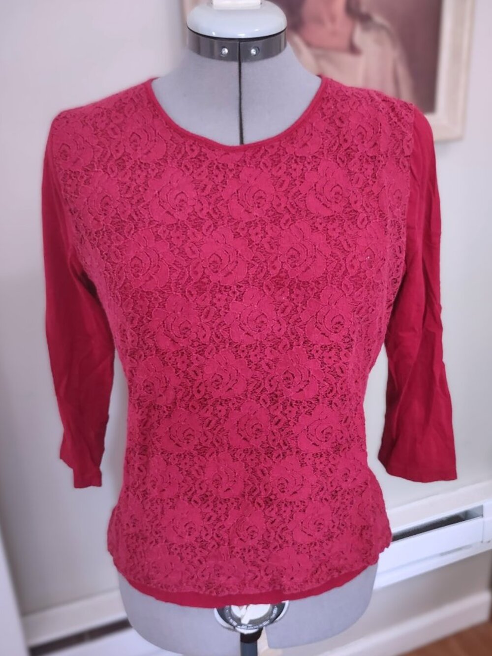 Chaps Denim Red Rose Blouse